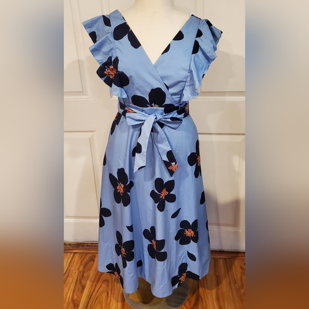 Kate spade Midi Dress, Size 14, Blue Floral